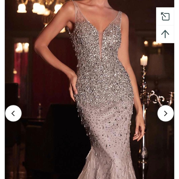 Jewel-Embellished Evening Gown with Ostrich Feathers - Picture 4 of 9